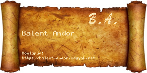 Balent Andor névjegykártya