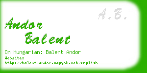andor balent business card
